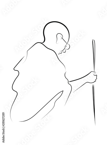 Schilderij op canvas line art illustration of Mahatma Gandhi