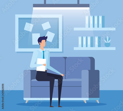 elegant businessman worker in the livingroom