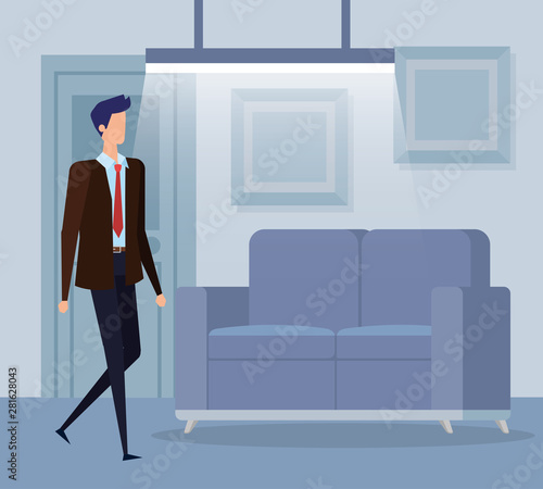 elegant businessman worker in the livingroom