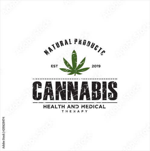 Rustic hemp Ganja Marijuana Logo Design Vector Idea. Cannabis Vintage Emblem. Symbol With Rustic Texture. Vintage Retro Health Medical cannabis cultivation cbd logo With White Background design 