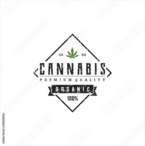 Rustic hemp Ganja Marijuana Logo Design Vector Idea. Cannabis Vintage Emblem. Symbol With Rustic Texture. Vintage Retro Health Medical cannabis cultivation cbd logo With White Background design 