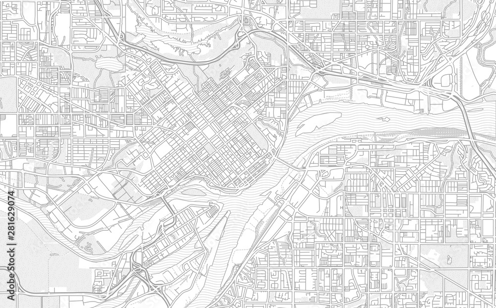 New Westminster, British Columbia, Canada, bright outlined vector map