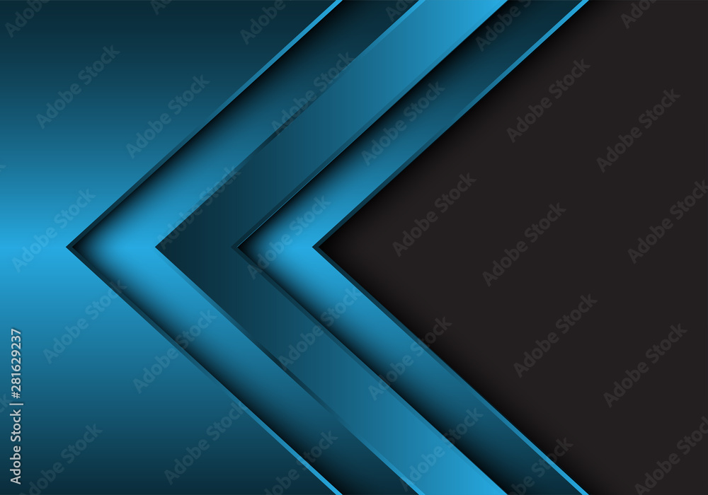 Abstract blue metallic arrow direction with grey blank space design modern futuristic background vector illustration.