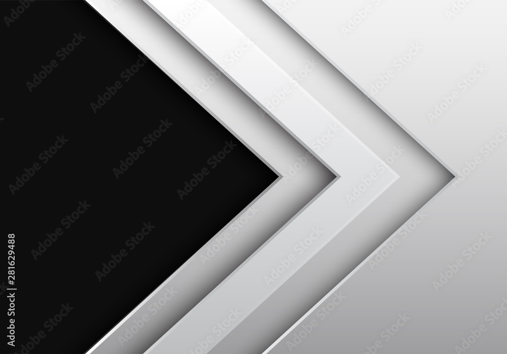 Abstract white metallic arrow direction with dark grey blank space design modern futuristic background vector illustration. Abstract white metallic arrow direction with dark grey blank space design modern futuristic background vector illustration.
