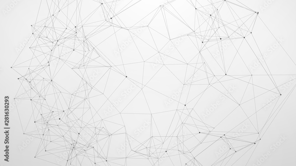 Abstract plexus background with connecting dots and lines. Global network connection, digital technology and communication concept. - obrazy, fototapety, plakaty 