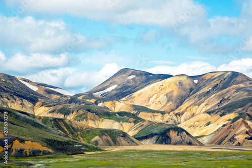 Beautiful and colorful mountain landscape in Landmannalaugar, Iceland.
