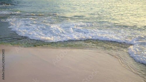 Wallpaper Mural Big waves on sunset beach with seaweed in slow motion Torontodigital.ca