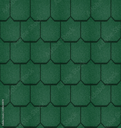 Green shingles roof realistic seamless pattern.  Classic roof. Vector illustration.