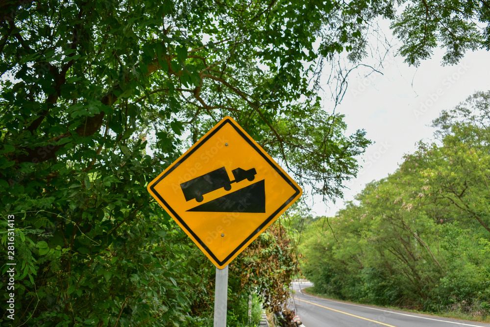 Steep Hill Ascent, Traffic sign from Thailand country