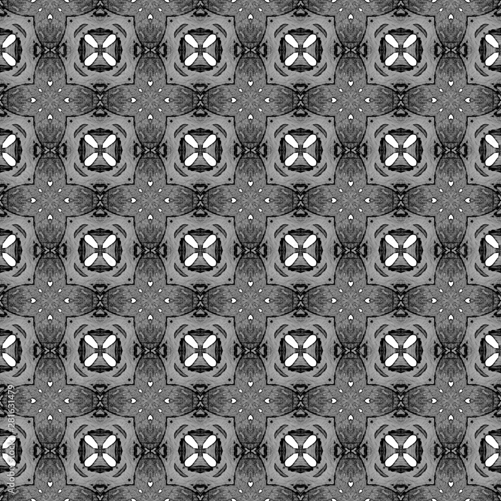 Black and white geometric seamless pattern. Hand d Black and white geometric seamless pattern. Hand d