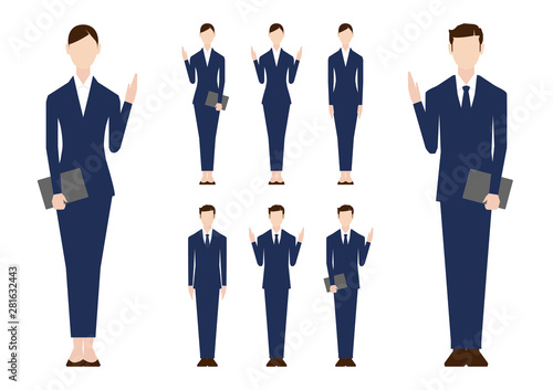 Set of business people. Vector illustration. Flat design. Man and woman. No.1. White background.