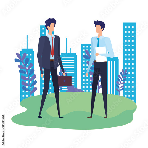 elegant businessmen workers in the field