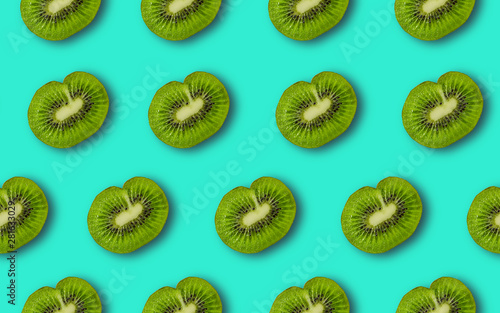 Colorful fruit pattern of fresh kiwi slices