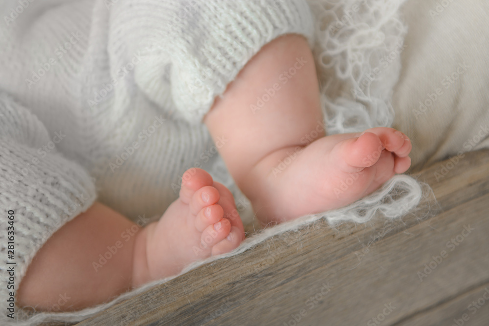 Photo of newborn baby feet, soft focus. Photo of newborn baby feet, soft focus.