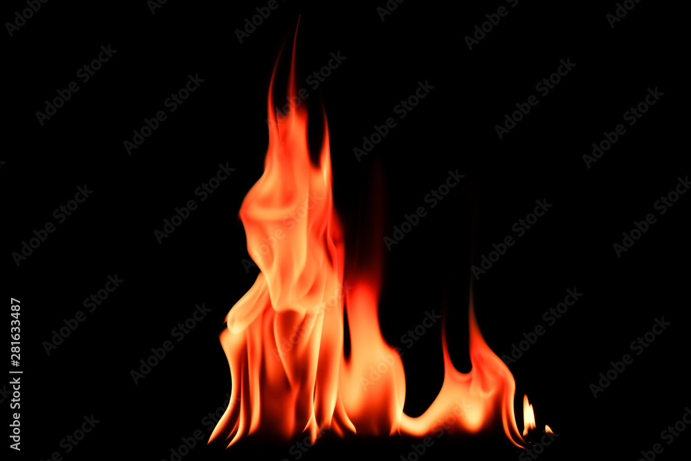 Fire flames on black background. Fire flames on black background.