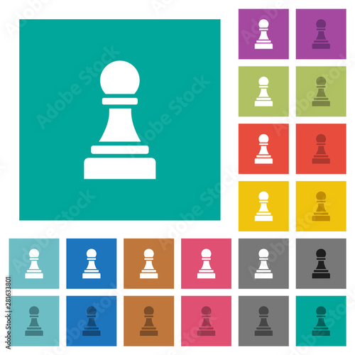 Black chess pawn square flat multi colored icons