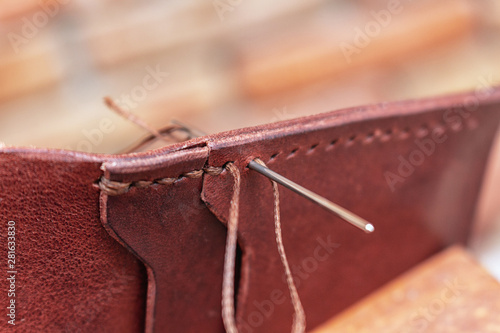Sewing creating leather handmade wallet leathercraft