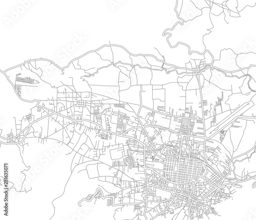 Quetzaltenango, Quetzaltenango, Guatemala, bright outlined vector map