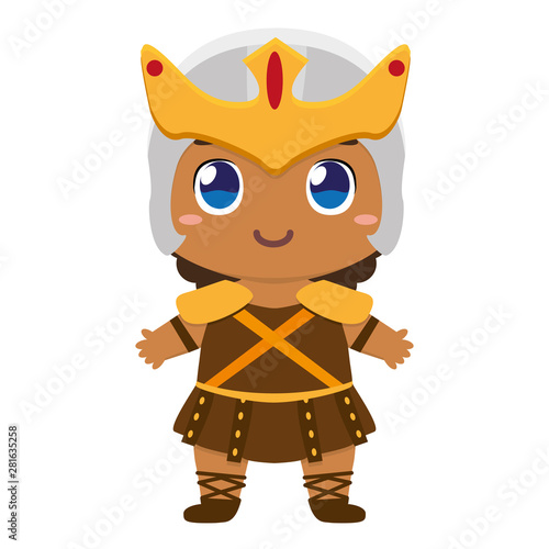 Vector cute kawaii kid superhero colorful isolated