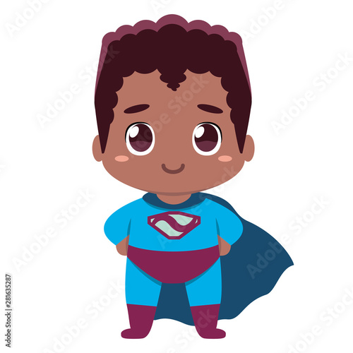 Vector cute kawaii kid superhero colorful isolated