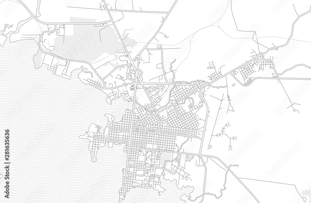 Fototapeta premium Cienfuegos, Cienfuegos, Cuba, bright outlined vector map