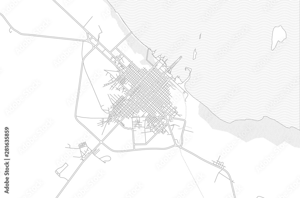 Cárdenas, Matanzas, Cuba, bright outlined vector map