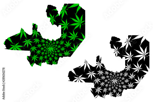 Salta (Region of Argentina, Argentine Republic, Provinces of Argentina) map is designed cannabis leaf green and black, Salta Province map made of marijuana (marihuana,THC) foliage,....