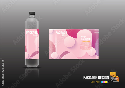 Labels & Plastic bottles, package design Background, mock up, Vector illustration