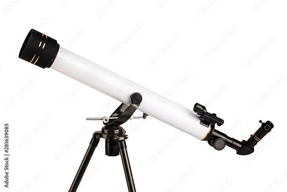 white telescope on tripod isolated on white background. white telescope on tripod isolated on white background.