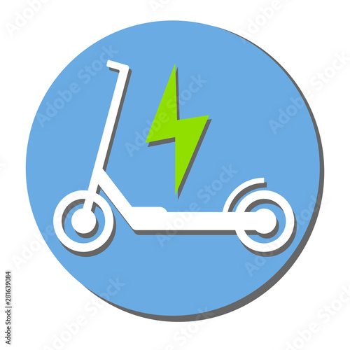 electric push scooter e-scooter symbol with plug vector illustration