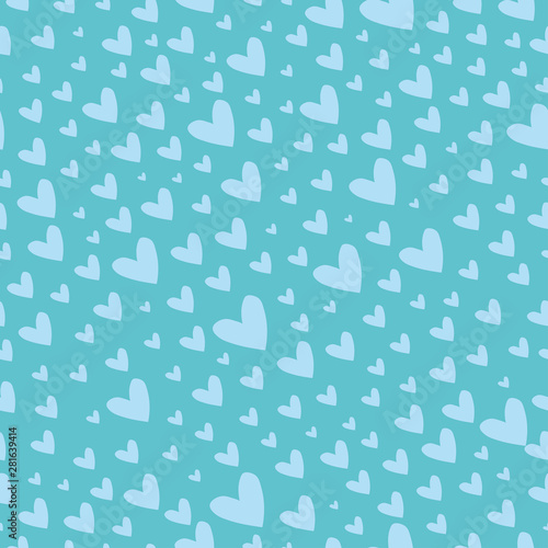 Seamless pattern with blue hearts