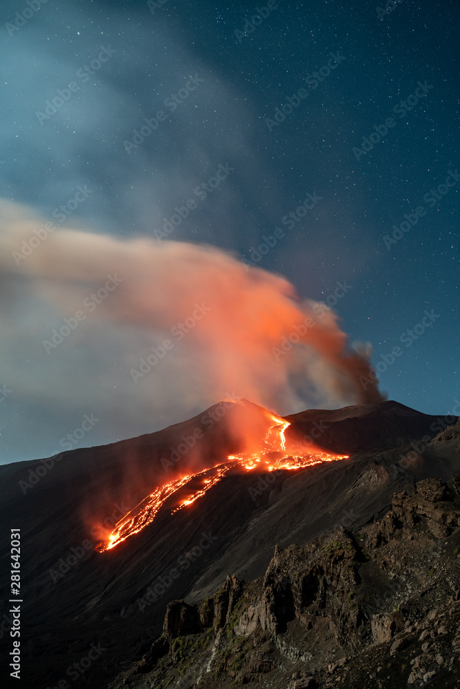 Close up eruption of the Volcano Etna, Sicily