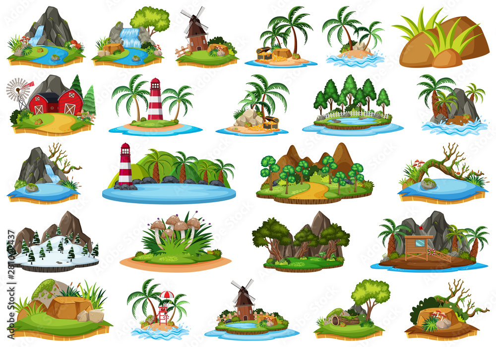 Fototapeta Large group of isolated objects theme - islands