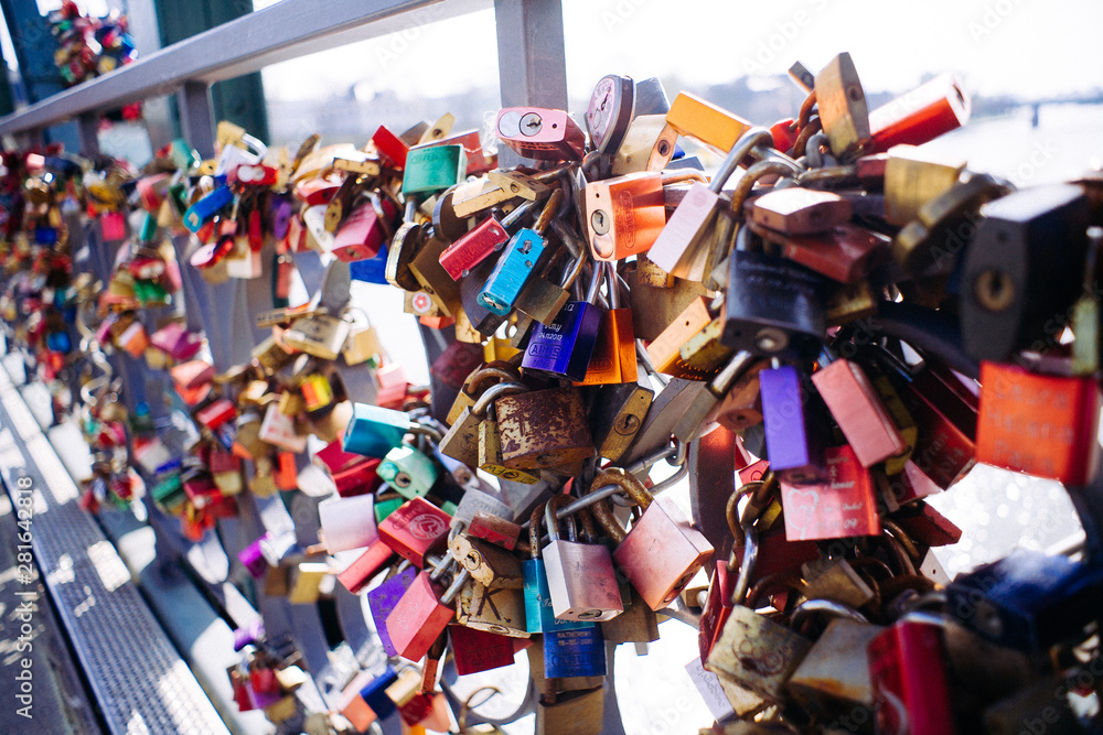 colorful locks on the bridge