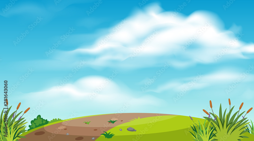 Obraz premium Background design of landscape with road on the hill