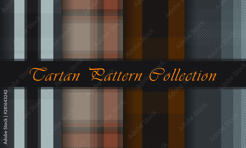 Set Plaid Checkered Fabric Pattern. Background Vector Set Plaid Checkered Fabric Pattern. Background Vector
