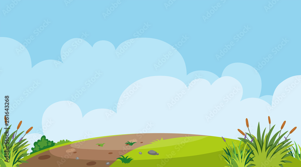 Background design of landscape with road on the hill