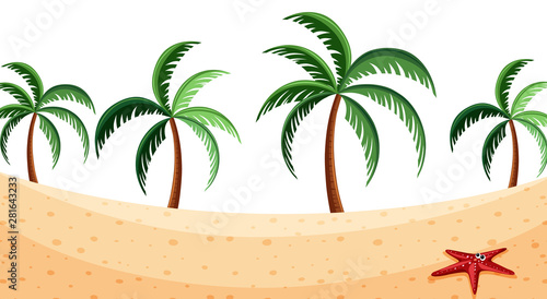 Landscape background with coconut trees on beach