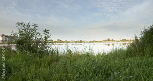 city park with lake