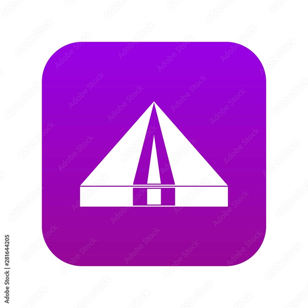 Tourist camping tent icon digital purple for any design isolated on white vector illustration Tourist camping tent icon digital purple for any design isolated on white vector illustration