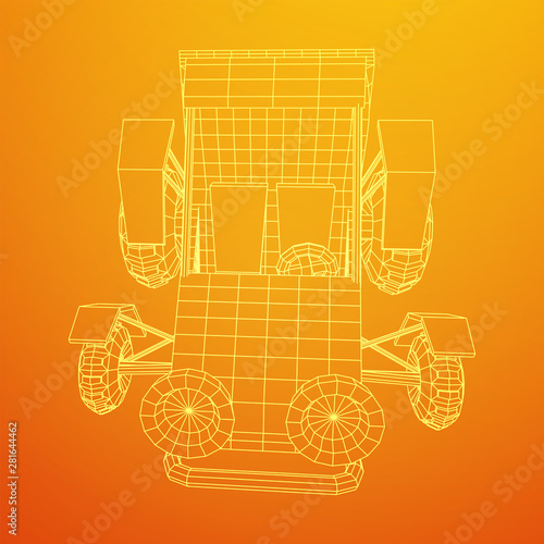 Off road dune buggy car. Terrain vehicle. Outdoor car racing, extreme sport concept. Wireframe low poly mesh vector illustration