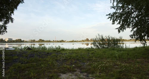 city park with lake
