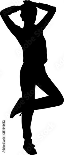 Black fashion vector silhouette of beautiful sporty woman