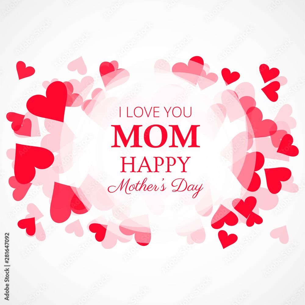 Happy mother's day card with heart background Happy mother's day card with heart background