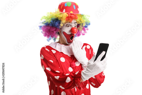 Surprised clown looking at ...