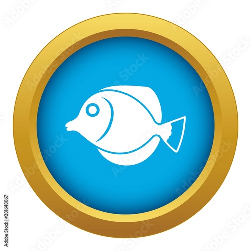 Tang fish, Zebrasoma flavescens icon blue vector isolated on white background for any design