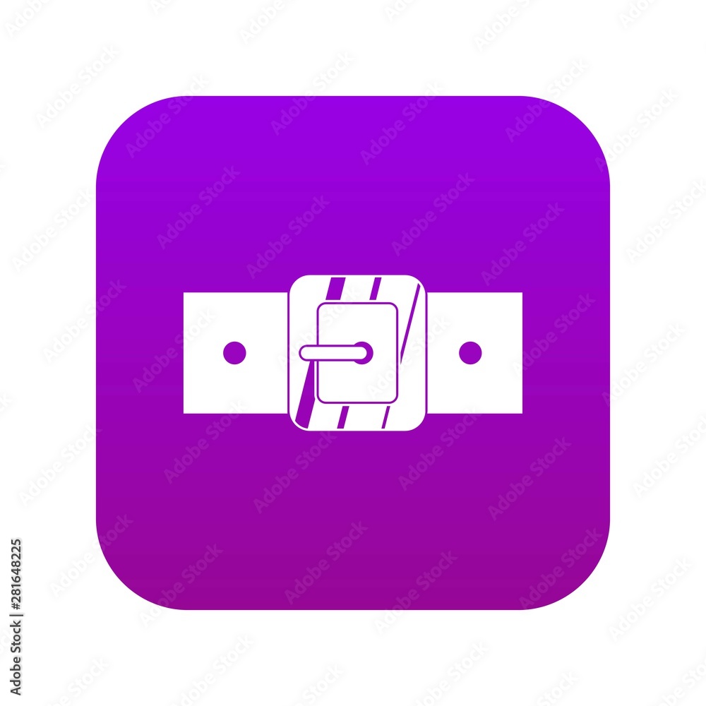 Square belt buckle icon digital purple for any design isolated on white vector illustration Square belt buckle icon digital purple for any design isolated on white vector illustration
