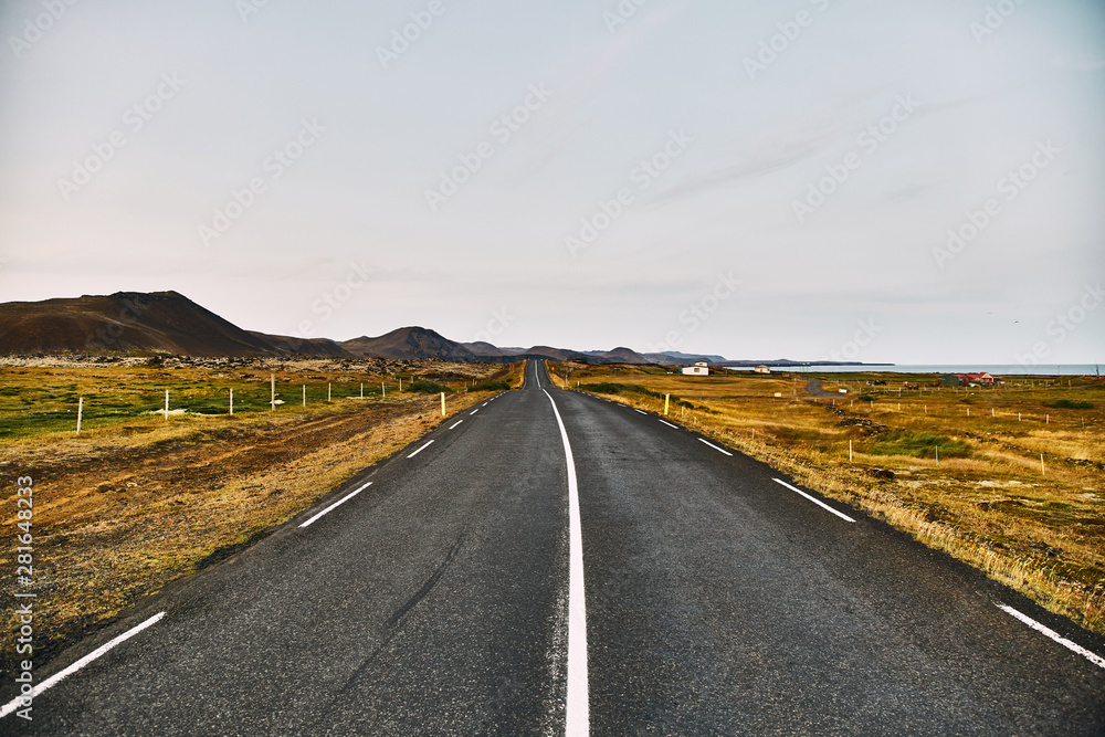 Fototapeta premium Beautiful road in the incredible landscapes of Iceland