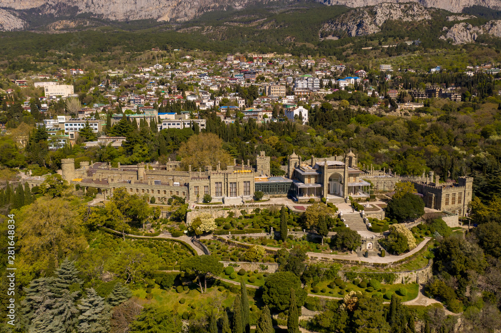 Vorontsov Palace or the Alupka Palace, Yalta, Crimea. Aerial view