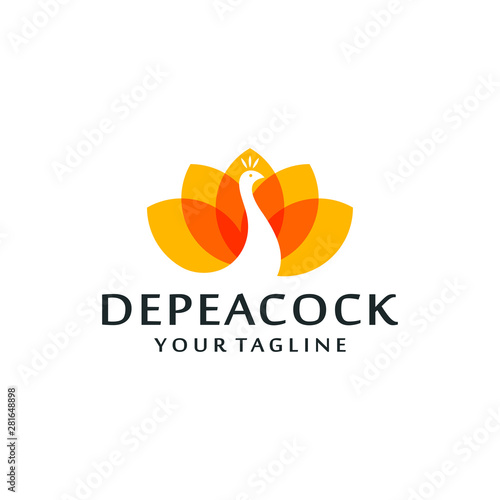Peacock logo and icon design vector.